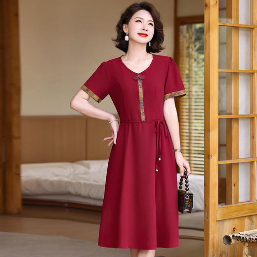 FW 926妈妈中式连衣裙国风短袖裙 商品图0