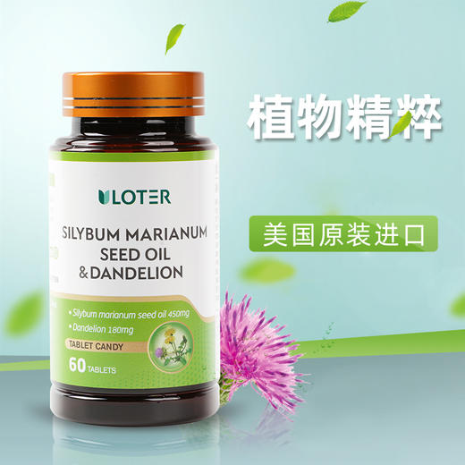 水飞蓟籽油蒲公英复合压片糖果1.2*60片 1瓶 商品图1
