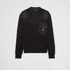 PRADA 普拉达 男士珐琅金属三角形徽标棉质运动卫衣 黑色 UJL35B 11JE F0806 商品缩略图0
