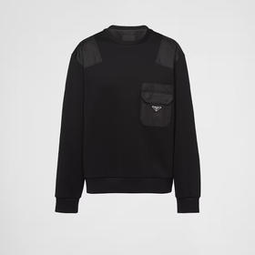 PRADA 普拉达 男士珐琅金属三角形徽标棉质运动卫衣 黑色 UJL35B 11JE F0806