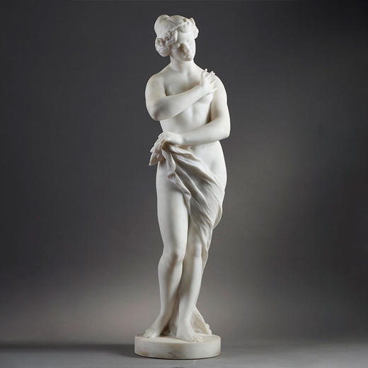 独角鹿西洋古董19世纪意大利出品「抱臂的维纳斯」主题大理石雕塑 商品图0