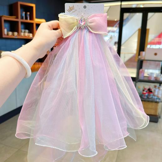 冰雪奇缘艾莎公主蝴蝶结超仙头纱儿童发夹精致可爱手工女儿童发饰 商品图8