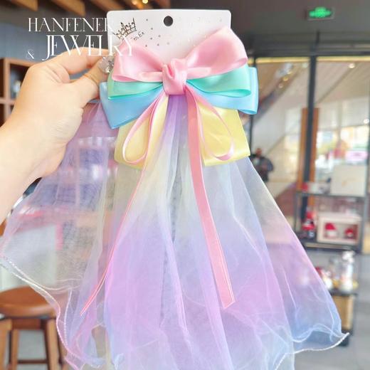 冰雪奇缘艾莎公主蝴蝶结超仙头纱儿童发夹精致可爱手工女儿童发饰 商品图7