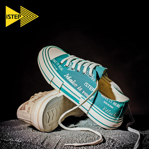 iSTEP原创解构高低帮帆布鞋涂鸦休闲潮牌男女情侣运动鞋好物 商品图2