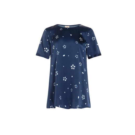 【林栖设计小店】桑蚕丝混纺T恤传统印花复古气质2024春夏新品短袖上衣女1942111 商品图4