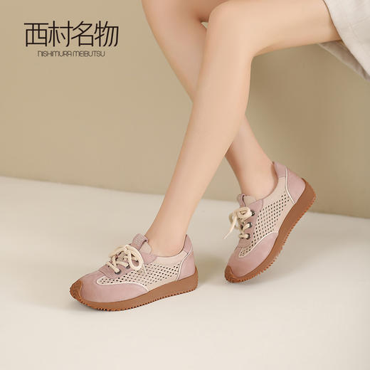 西村名物2024夏季新品复古森系百搭运动单鞋女镂空轻便软底休闲鞋T24AM13811 商品图2