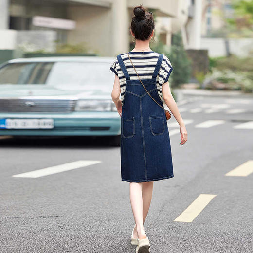 休闲条纹短袖上衣，背带裙两件套装HR-HSYL915 商品图3