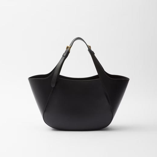 PRADA 普拉达 女士珐琅三角形金属徽标中号皮革托特包 黑色 1BG483 2AIX F0002 OOO 商品图1