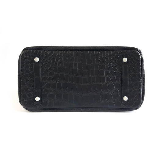 【98新】定制款黑银鳄鱼皮hac40铂金包手提包300424JJ18 商品图3