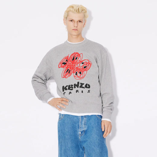 KENZO 高田贤三 男士刺绣徽标棉质长袖卫衣 灰色 FE55 SW170 4MF 94C 商品图1