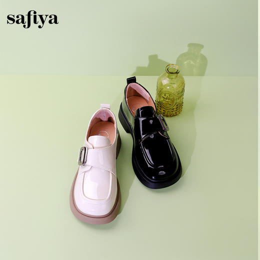 Safiya/索菲娅2024春季复古英伦一脚蹬百搭学院厚底粗跟小皮鞋 SF41112419 商品图7