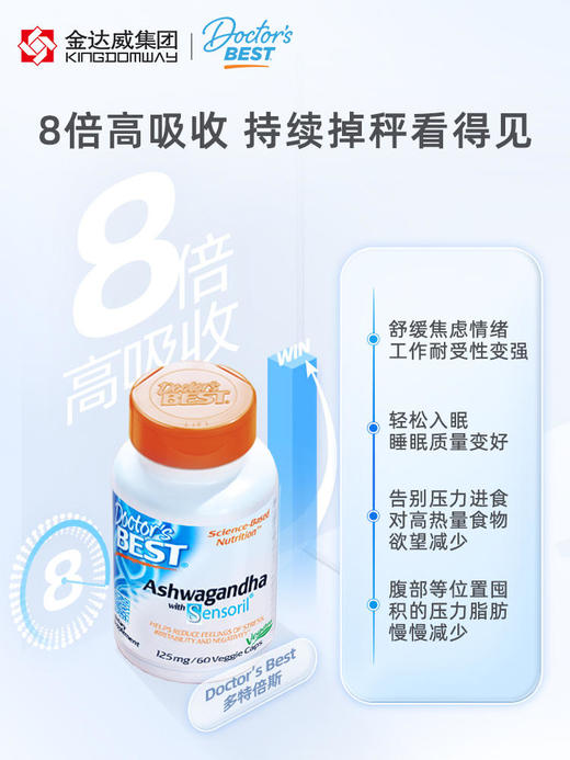 帮助睡眠｜Doctor's Best 南非醉茄 双专利原料 8倍吸收 降皮质醇 125mg 商品图3