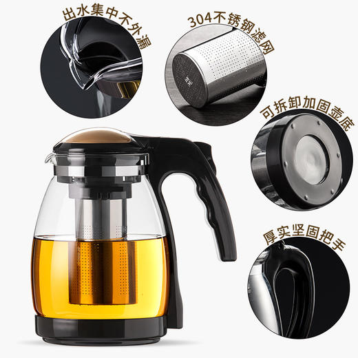 天喜玻璃泡茶壶1500ml  天喜北欧家用显温保温水壶1000L 半球不锈钢电热水壶 商品图2