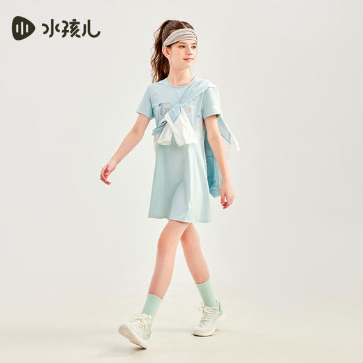 水孩儿童装夏季新款女童防晒凉感连衣裙轻薄柔软短袖上衣时尚拼色裙子 商品图2