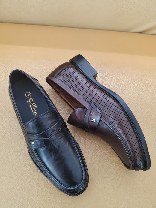 金利来皮鞋·时尚乐福款·精选牛皮·两侧冲孔设计·透气更佳·EPR打底轻便舒适 商品图1