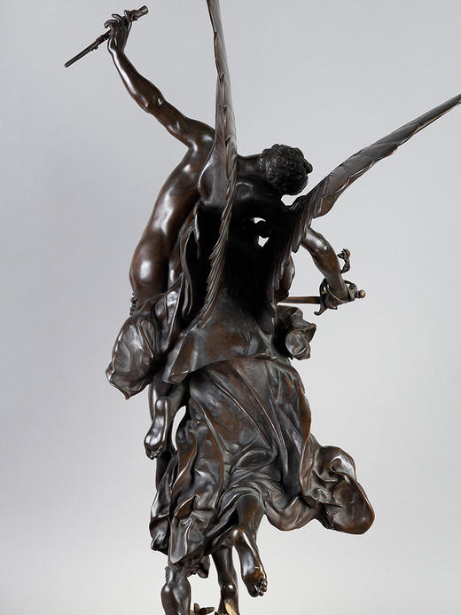 独角鹿西洋古董19世纪法国出品「GLORIA VICTIS 被征服者的荣耀」主题大理石底座铜鎏金装饰青铜雕像 商品图2