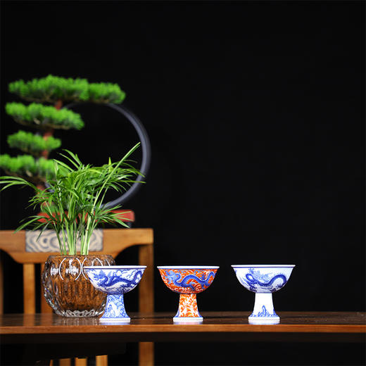 《三足鼎立·帝王龙杯》 中国景德镇御器研究院出品 “当代督陶官”阳士琦监制 宣德青花+矾红 商品图1