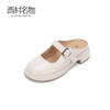 西村名物2024春夏新品真皮乐福半拖女设计感小众粗跟厚底小皮鞋T24AH11961 商品缩略图1