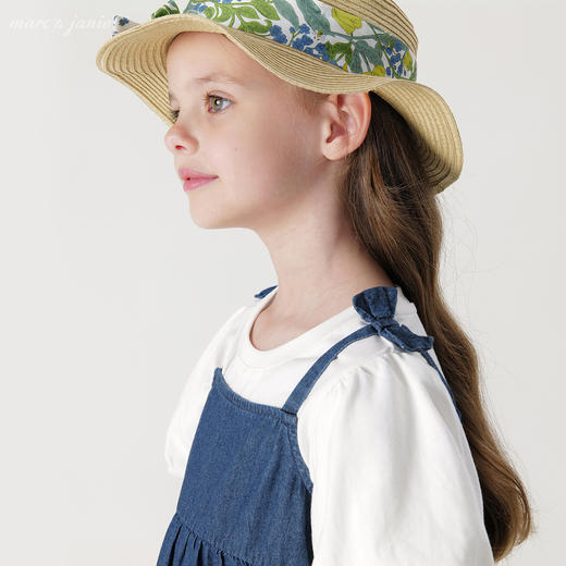 【马克珍妮 芦芙】2024夏装女童蝴蝶结吊带纯棉牛仔连衣裙240572 商品图3