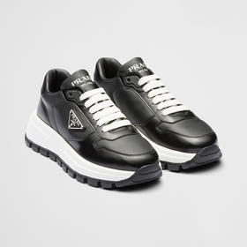 PRADA 普拉达 女士珐琅金属三角形徽标休闲运动鞋 黑色 1E804M 3LKI F0632