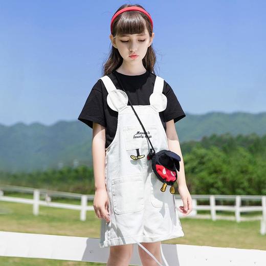 女童新款背带裤夏装套装中大童短袖背带裤2024新款时髦童装两件套 商品图3