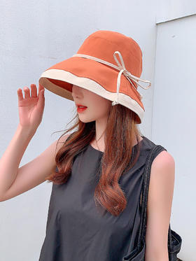 渔夫帽棉质拼色系绳百搭防晒遮阳帽JC-M1188
