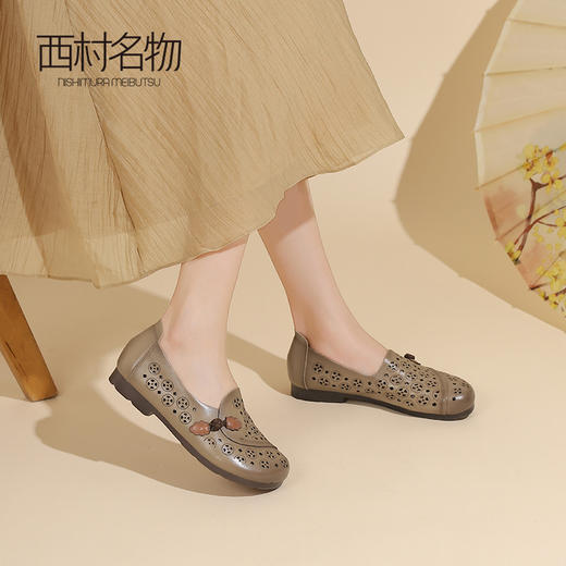 西村名物2024新品精致高级凉鞋女夏季外穿带真皮镂空防滑妈妈鞋T24AH13611 商品图2