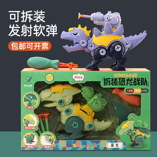 【福利新品 六一热卖榜！】发射软弹拆装恐龙玩具礼品 男孩拼装霸王龙 儿童拧螺丝玩具 商品图0