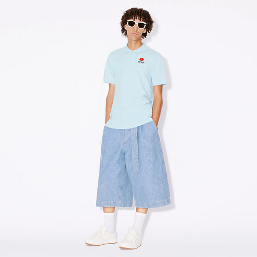 KENZO 高田贤三 男士“BOKE FLOWER”徽章刺绣棉质短袖 Polo衫 浅蓝色 FE55 PO536 4PU 63 商品图3