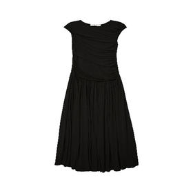 不规则抽褶T恤连衣裙