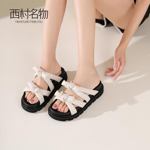 西村名物2024夏季新款仙女风休闲凉拖外穿厚底一字带凉鞋女X24BJ20391 商品图2