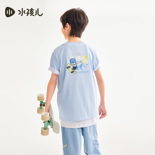水孩儿童装夏季新款儿童凉感短袖男童轻薄冰感上衣女童可爱小熊印花T恤 商品图12