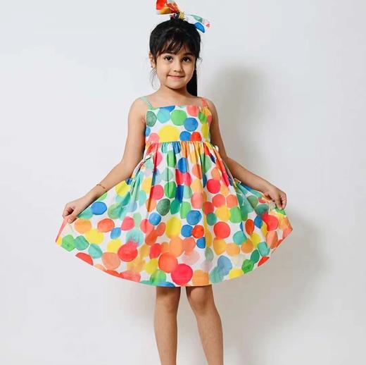 rainbowxoxo 彩色波波印花吊带双袋连衣裙【该商品不支持用券】 商品图0