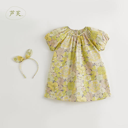 【马克珍妮 法式】女童花苞袖纯棉印花连衣裙儿童裙子夏装240926 商品图2