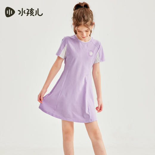 水孩儿童装夏季新款女童时尚拼接连衣裙柔软高弹力上衣元气活泼裙子 商品图4