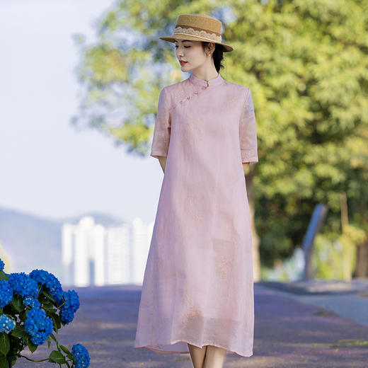 新中式棉麻女装苎麻连衣裙TT96183 商品图1