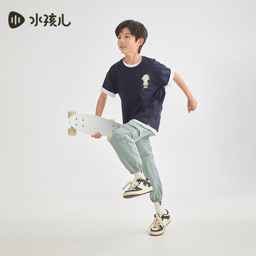 水孩儿童装夏季新款男童速干长裤儿童舒适轻薄运动裤时尚弹力裤子 商品图2