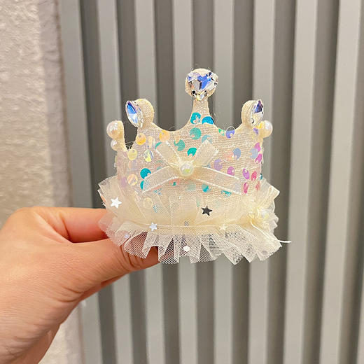 【限时特价！好用不伤发】可爱儿童亮片头纱生日帽发箍甜美皇冠蝴蝶结发夹跨境公主宝宝发饰 商品图11