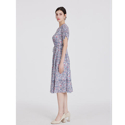 司歌短袖连衣裙v领优雅气质EA891252X 商品图1