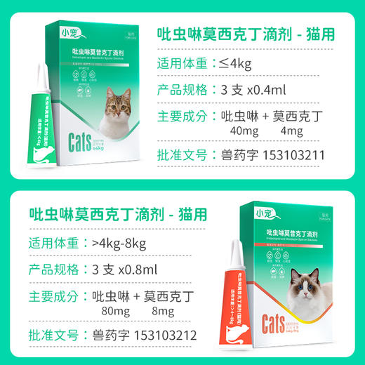 小宠体内外一体同驱 驱虫药 吡虫啉莫昔克丁滴剂  3支装（猫用） 商品图6