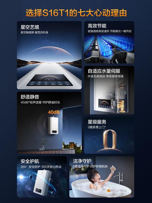 方太燃气热水器16升 水量伺服器 0.5℃精准控温 家用强排式热水器天然气防冻恒温JSQ30-S16T1 官方正品 商品图1