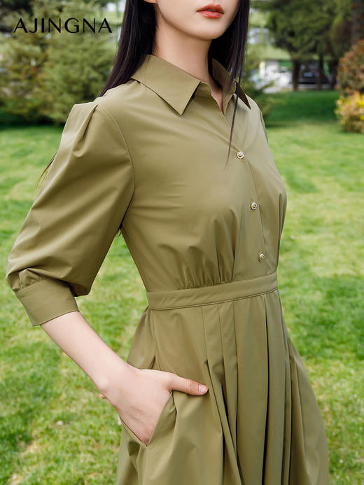 【商场同款】阿菁娜2024春季新款高级收腰衬衫连衣裙A29C112001 商品图4