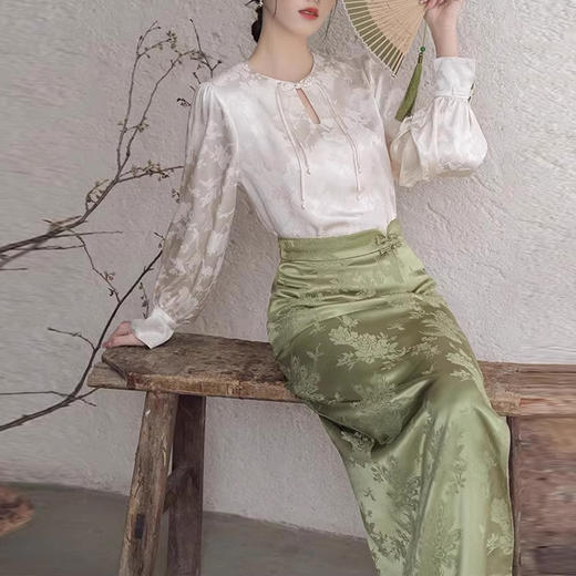 裁缝学苑AS247新款缎面长袖新中式衬衫纸样半身裙女装衬衣小衫打版裁剪样板 商品图2