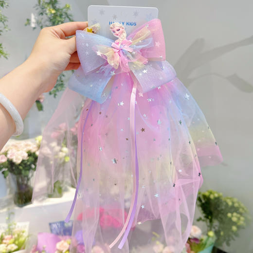 冰雪奇缘艾莎公主蝴蝶结超仙头纱儿童发夹精致可爱手工女儿童发饰 商品图12