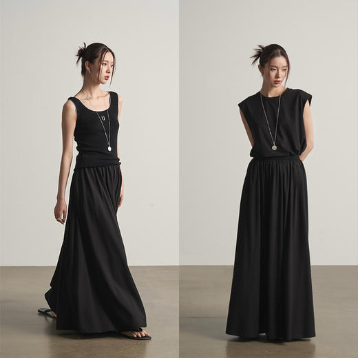 UMILAB【治愈】棉莫混纺柔软亲肤遮肉小飞袖背心+伞裙套装E180W 商品图1