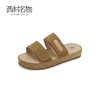 西村名物2024夏季新品透气休闲魔术贴凉拖女外穿时尚柔软真皮纯色X24BJ20101 商品缩略图0