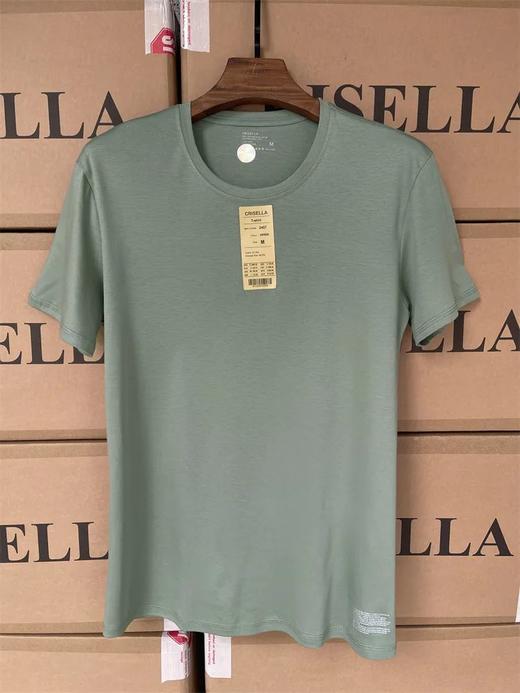 礼盒装镭射防伪标双面丝光液态长绒棉男士基础款纯色圆领短袖T恤 商品图3