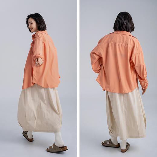【UPF 50+防晒】薄如蝉翼 轻薄透气速干衬衫 前片可系结 松紧袖口上衣外套 商品图7