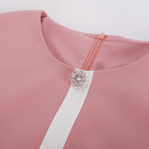 PF878斯尔丽2024新款气质高雅小香风系列职业装拼接收腰修身连衣裙 商品图4