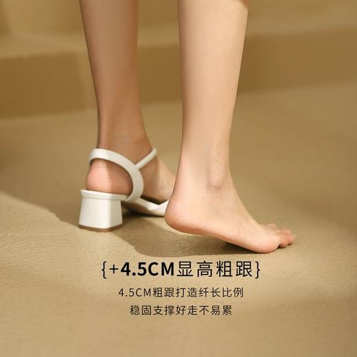 ZHR则则粗跟ins包头凉鞋女2024夏季新款韩版百搭尖头高跟鞋配裙子 商品图3